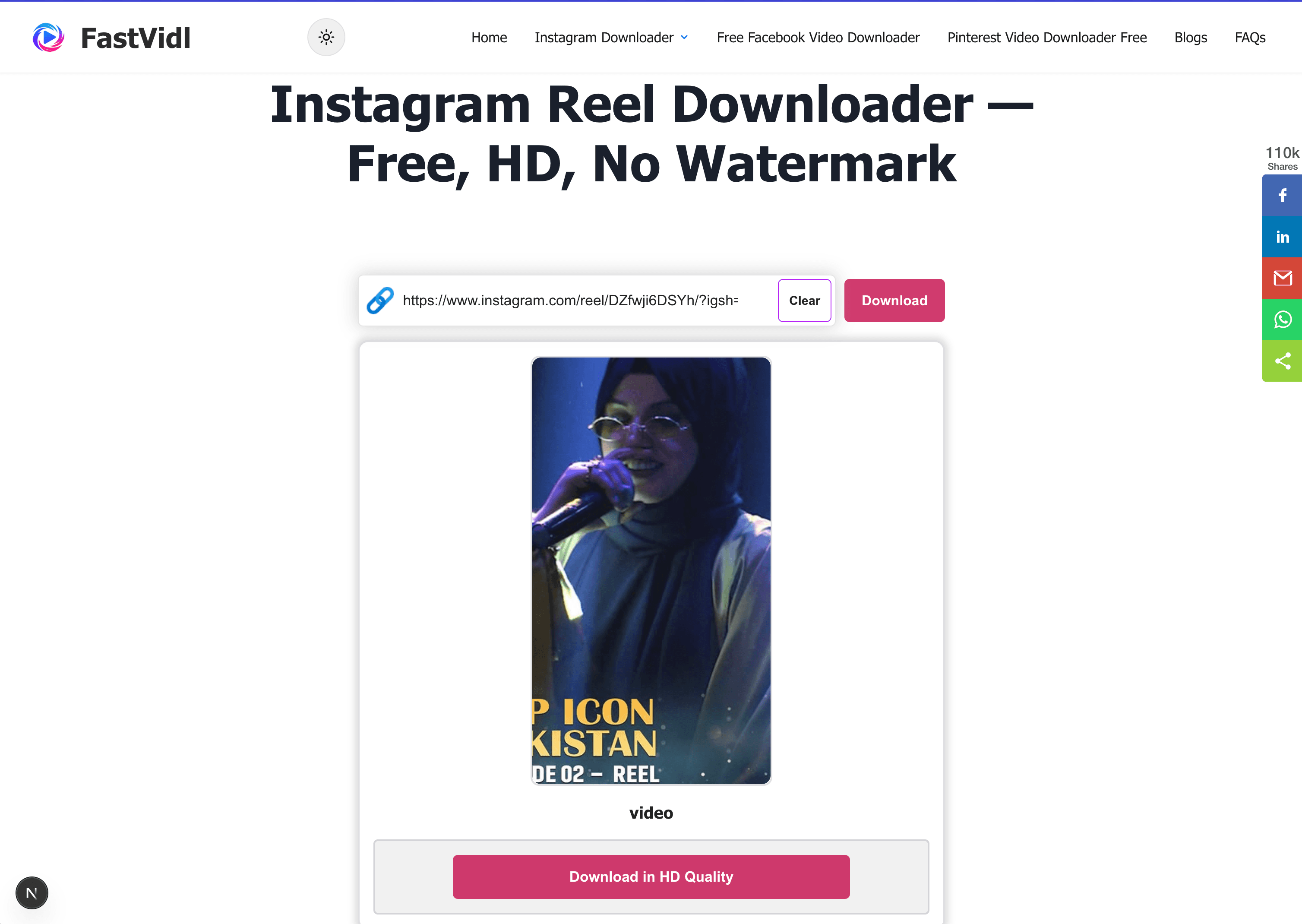 تنزيل محتوى Instagram على نظام التشغيل Windows أو Mac باستخدام FastVidl في متصفح سطح المكتب
