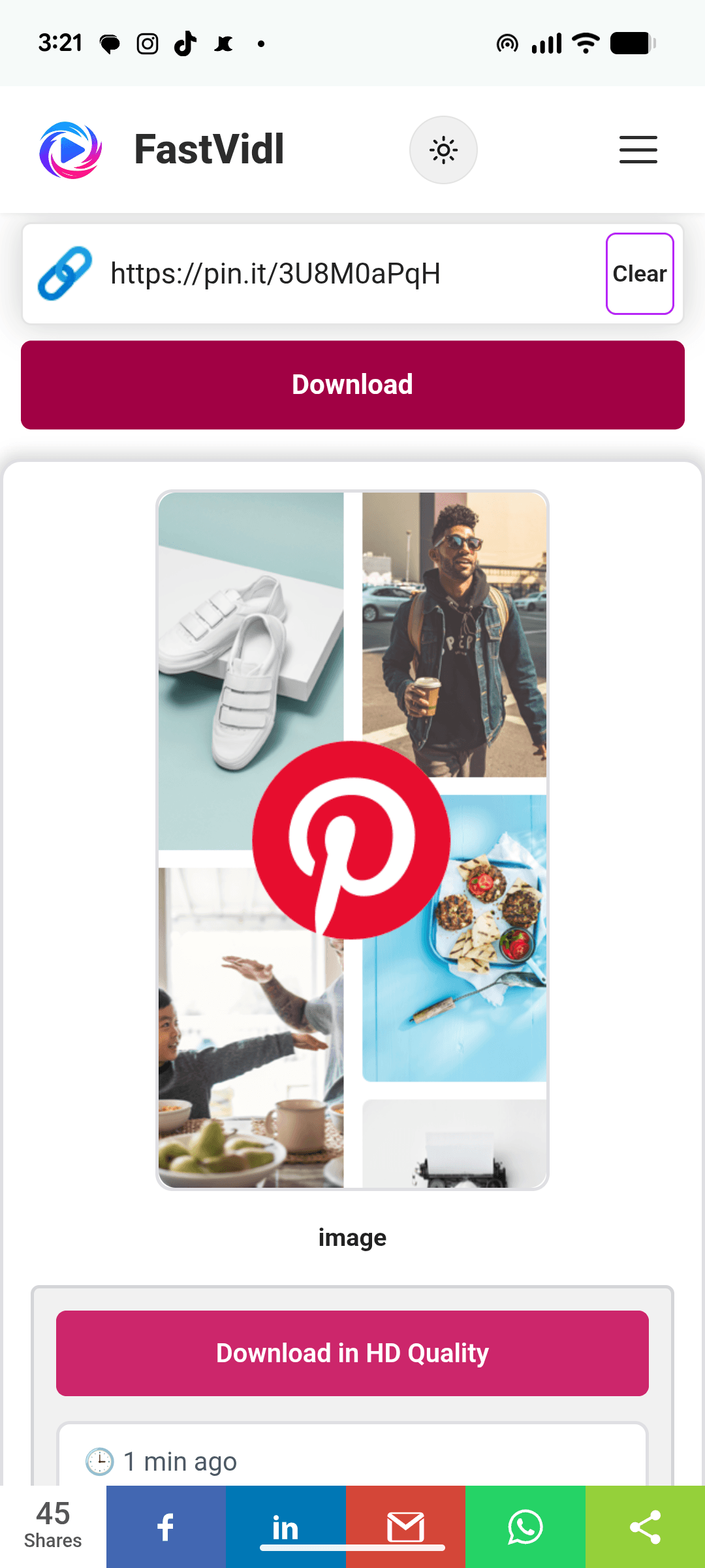 Chrome'da FastVidl ile Android'e bir Pinterest videosu indirme
