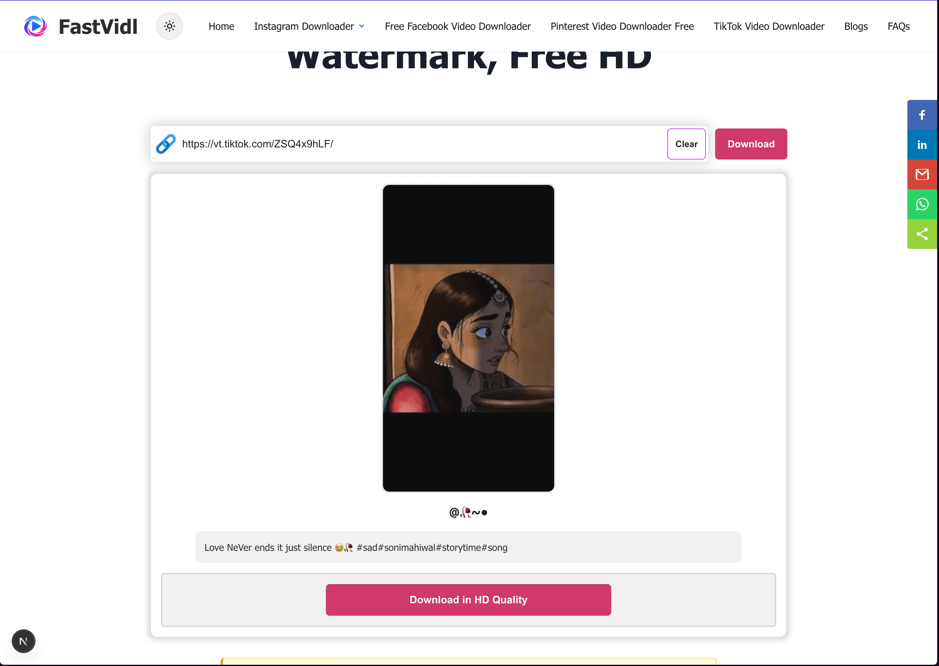 Bir masaüstü tarayıcısında FastVidl ile Windows veya Mac'te bir TikTok videosunu indirme